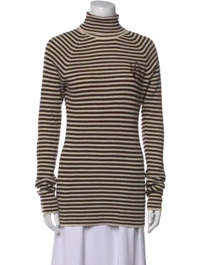 Pre-owned Ganni Wool Striped Sweater In Brown