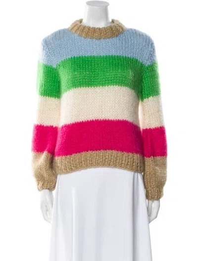 Pre-owned Ganni Wool Striped Sweater In Green