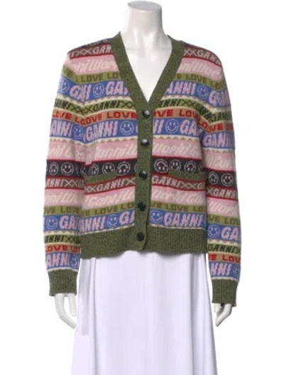 Pre-owned Ganni Wool Striped Sweater In Multi