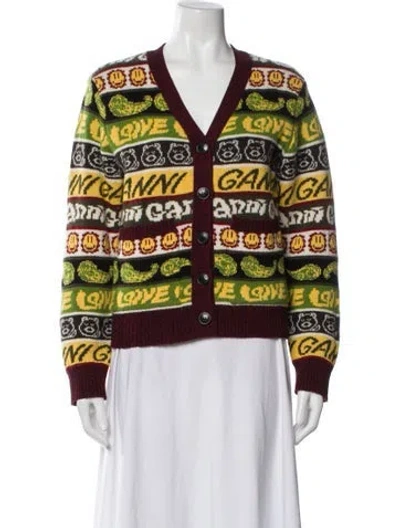 Pre-owned Ganni Wool Striped Sweater In Multi