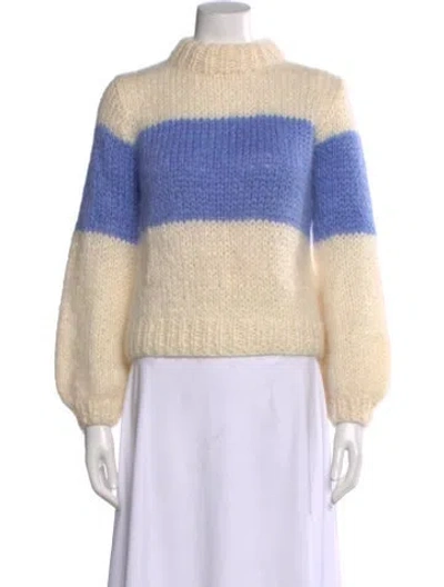 Pre-owned Ganni Wool Striped Sweater In Neutral