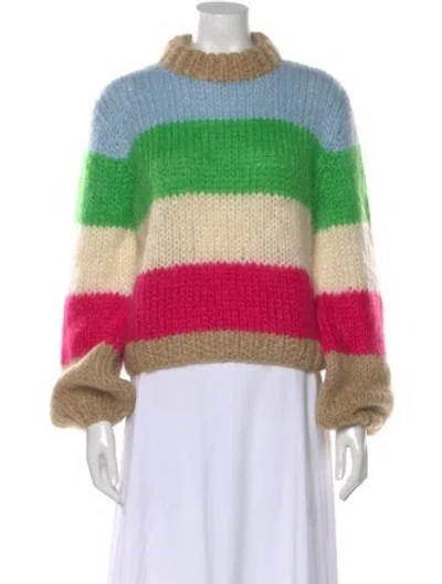 Pre-owned Ganni Wool Striped Sweater In Neutral