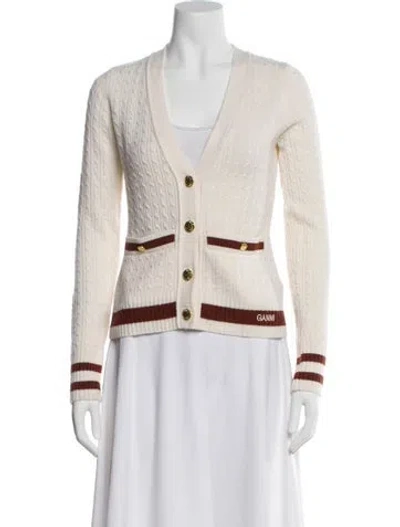 Pre-owned Ganni Wool Striped Sweater In Neutral