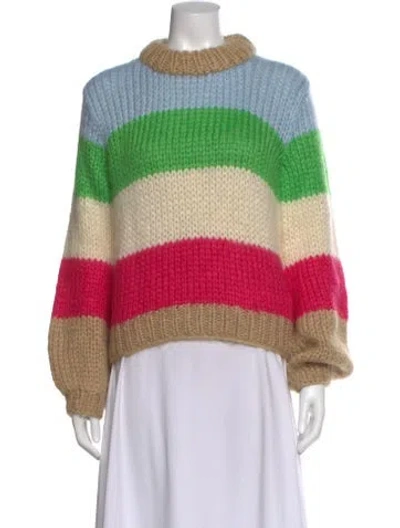 Pre-owned Ganni Wool Striped Sweater In Neutral