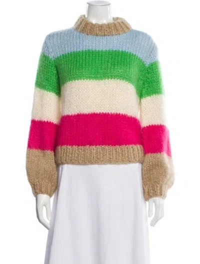 Pre-owned Ganni Wool Striped Sweater In Neutral