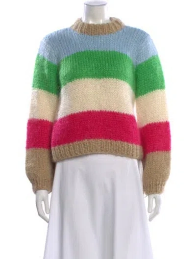 Pre-owned Ganni Wool Striped Sweater In Neutral