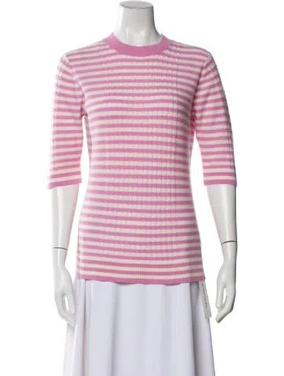 Pre-owned Ganni Wool Striped Sweater In Pink