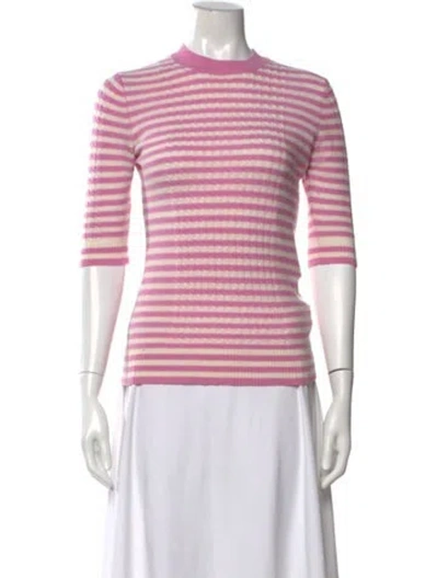 Pre-owned Ganni Wool Striped Sweater In Pink