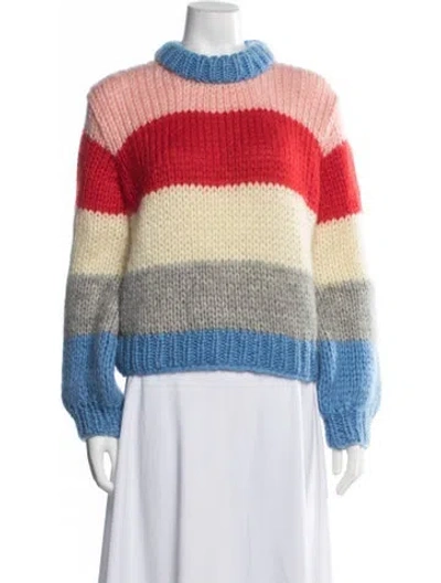 Pre-owned Ganni Wool Striped Sweater In Pink