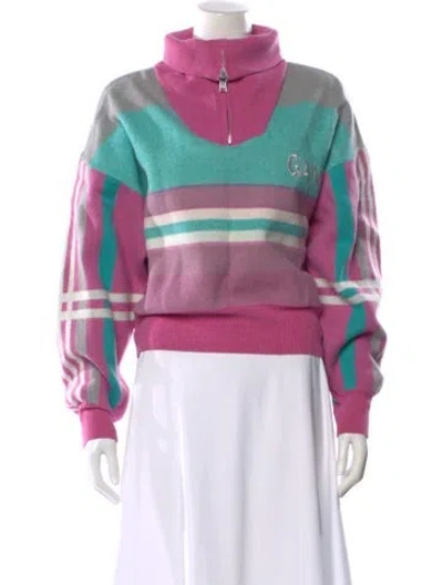 Pre-owned Ganni Wool Striped Sweater W/ Tags In Pink
