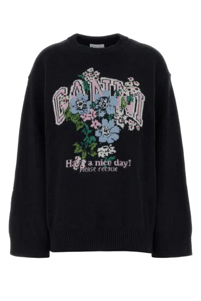 Ganni Wool Sweater In Black