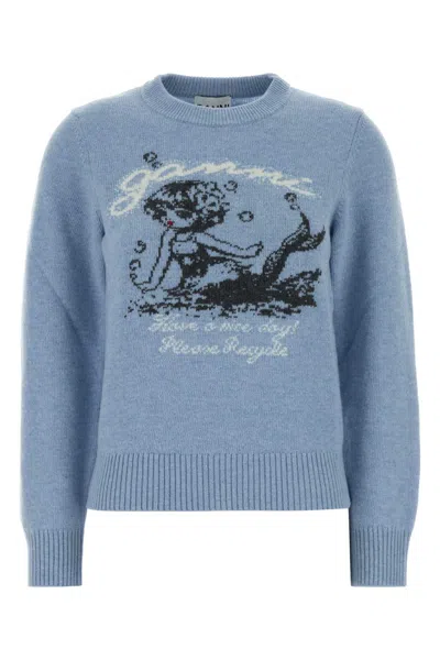 Ganni Wool Sweater In Blue
