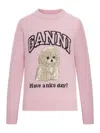 Ganni Poodle Pink Crewneck Jumper In Pink