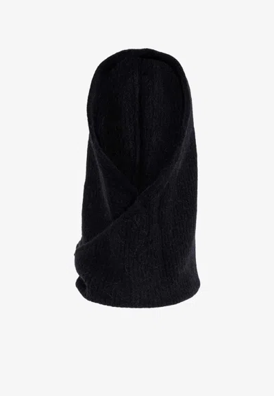 Ganni Wool Tied Balaclava Snood In Black