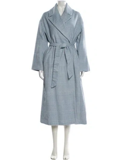 Pre-owned Ganni Wool Trench Coat In Blue