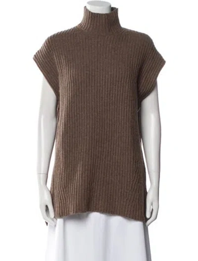 Pre-owned Ganni Wool Turtleneck Sweater In Brown