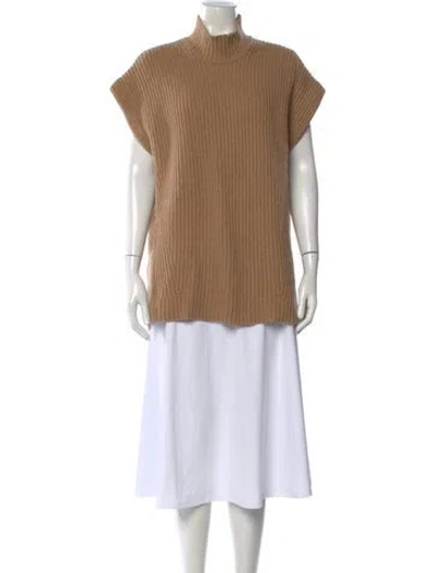 Pre-owned Ganni Wool Turtleneck Sweater In Brown