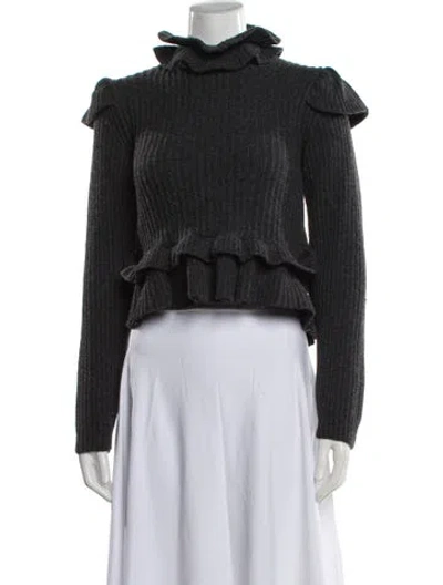 Pre-owned Ganni Wool Turtleneck Sweater In Gray