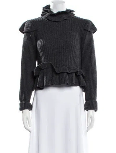 Pre-owned Ganni Wool Turtleneck Sweater In Gray