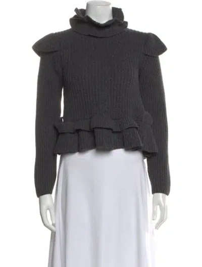 Pre-owned Ganni Wool Turtleneck Sweater In Gray