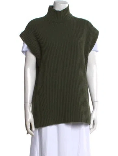 Pre-owned Ganni Wool Turtleneck Sweater In Green