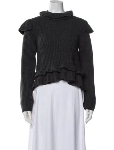 Pre-owned Ganni Wool Turtleneck Sweater In Grey