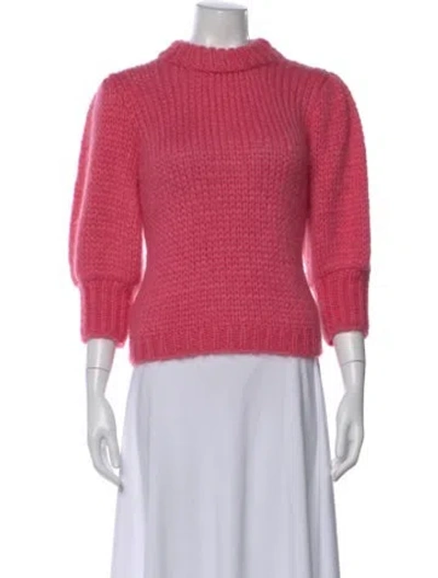 Pre-owned Ganni Wool Turtleneck Sweater In Pink