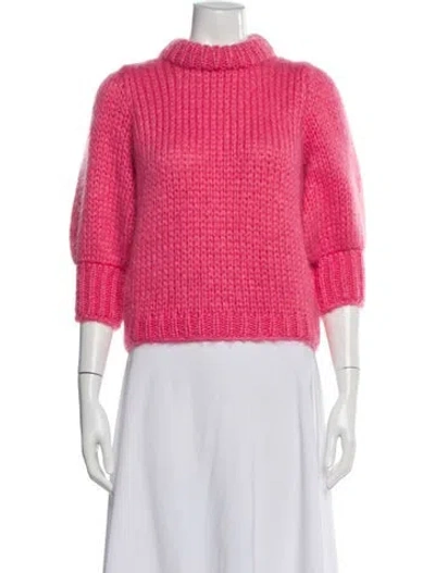 Pre-owned Ganni Wool Turtleneck Sweater In Pink
