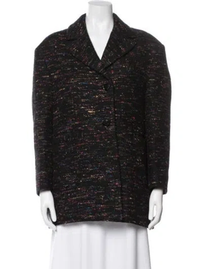 Pre-owned Ganni Wool Tweed Pattern Coat In Multi