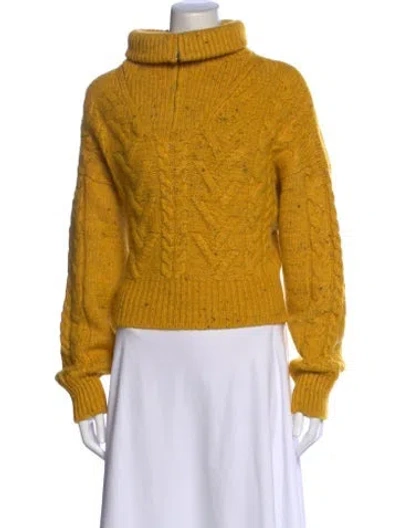 Pre-owned Ganni Wool Tweed Pattern Sweater In Yellow