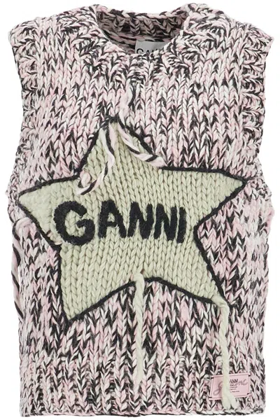 Ganni Wool Vest In Neutral