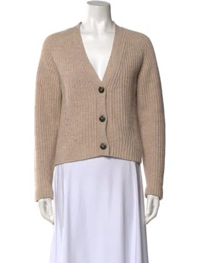 Pre-owned Ganni Wool V-neck Sweater In Neutral