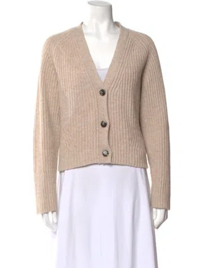 Pre-owned Ganni Wool V-neck Sweater In Neutral