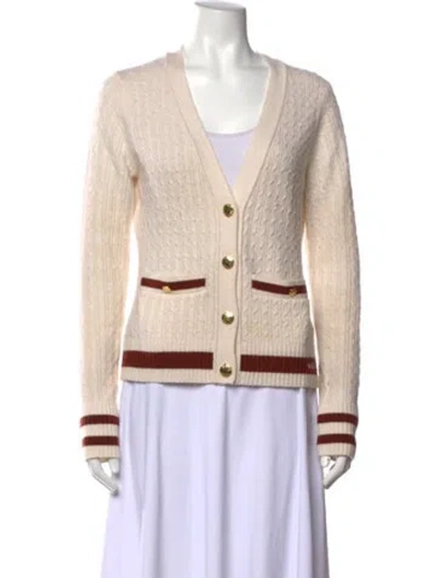 Pre-owned Ganni Wool V-neck Sweater In Neutrals