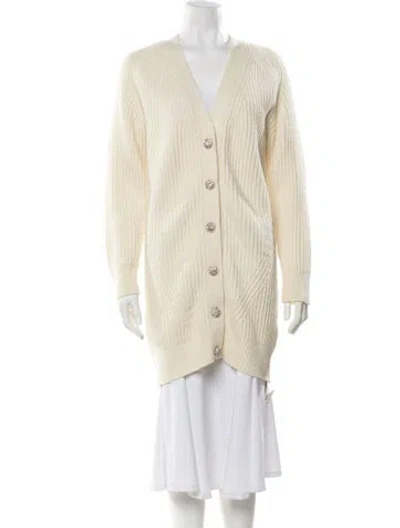 Pre-owned Ganni Wool V-neck Sweater W/ Tags In Neutral