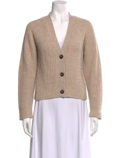 Pre-owned Ganni Wool V-neck Sweater In White