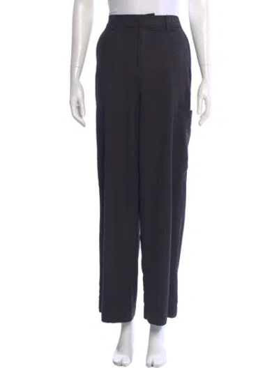 Pre-owned Ganni Wool Wide Leg Pants In Gray