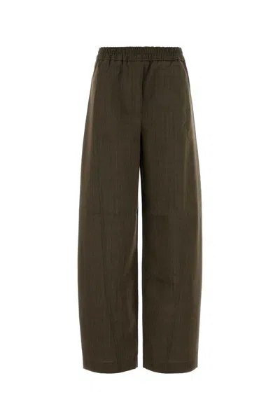 Ganni Light Wool Melange Cargo Pants In Green