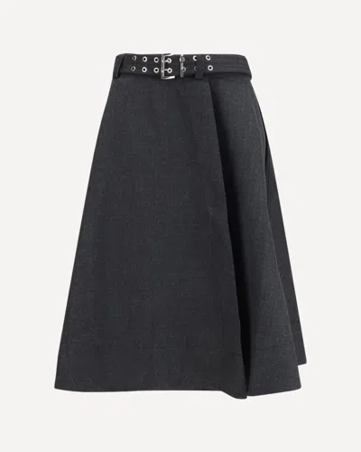 Ganni Wool Suiting Wrap Skirt In Gray