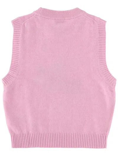 Ganni Wool-blend Gilet In Pink