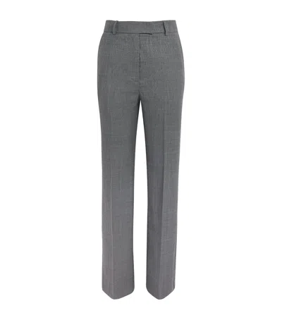 Ganni Wool-blend Straight Trousers In Gray