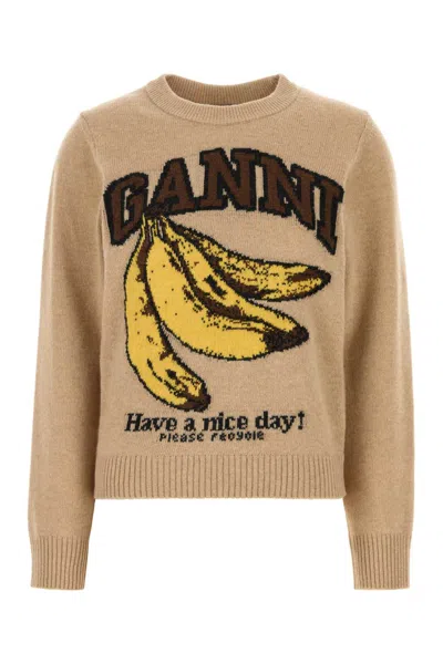 Ganni Wool-blend Sweater In Neutral