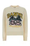 Ganni Basic Cotton Long-sleeve T-shirt With Teddy Mushroom Print In White