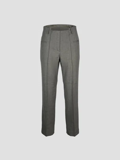 Ganni Wool-blend Twisted Straight Suiting Pants In Gray