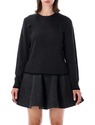 Ganni Wool-cotton Sweater In Phantom Grey