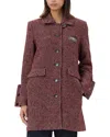 Shop Ganni Woollen Check Midi Jacket In Racing Red