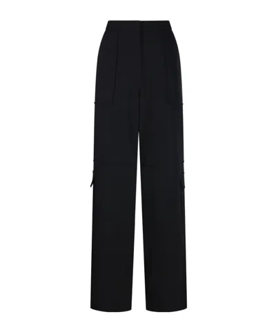 GANNI BLACK TWILL SUITING CARGO TROUSERS