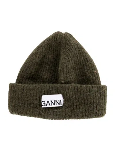 Pre-owned Ganni Woven Beanie In Green