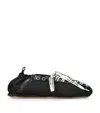 Ganni Sporty Nylon Ballerina Sneakers Lace Up In Black