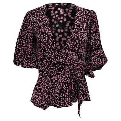Ganni Wrap Blouse In Floral Print Viscose In Pink